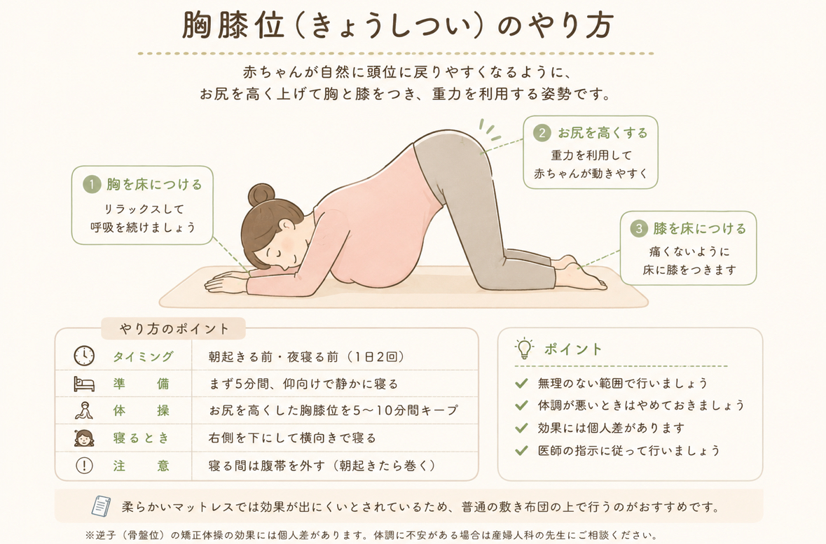 胸膝位のやり方を示すイラスト